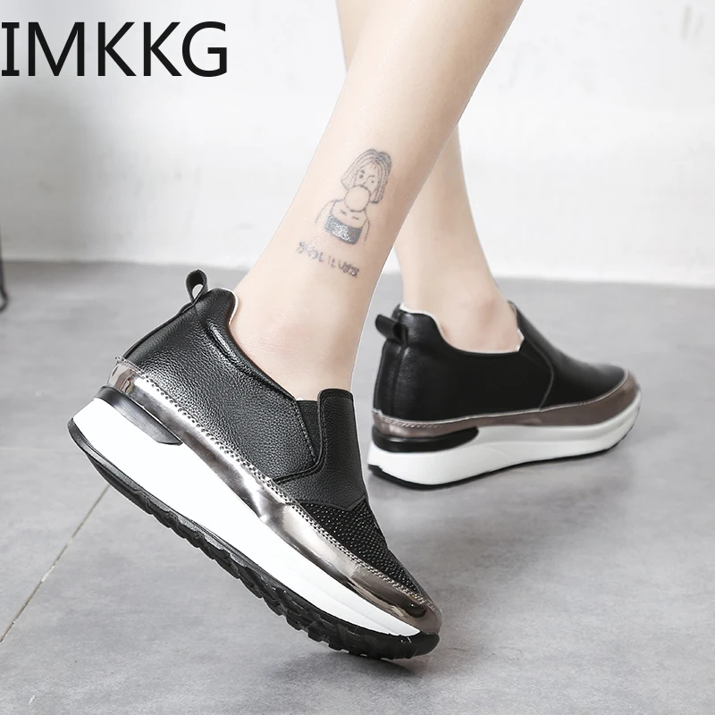 Spring/Autumn fashion Comfort Creepers Bling Loafers Mocassin Femme White Platform Shoes Casual Flat Heel women Shoes sneakers