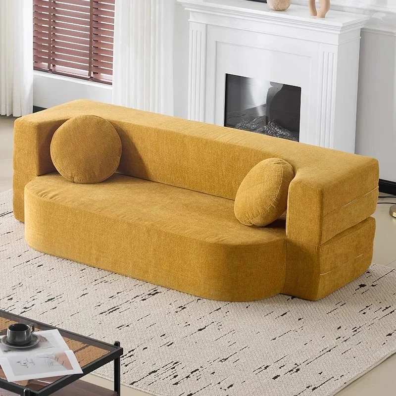 

Retro folding sofa living room small apartment double household fabric dual-purpose vacuum compression sofa bed