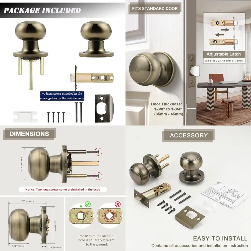 

Антикварные латунные дверные ручки (6 шт.), нефиксируемые ручки-скобы для межкомнатных дверей и дверей шкафов