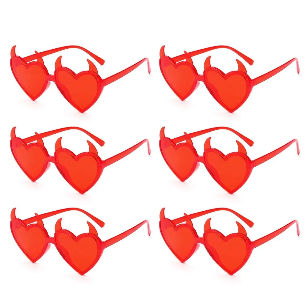 Devil Ear Heart Shape Sunglasses Punk UV Protection Halloween Decoration Sun Glasses Rock Horn Cosplay Glasses for Women Men