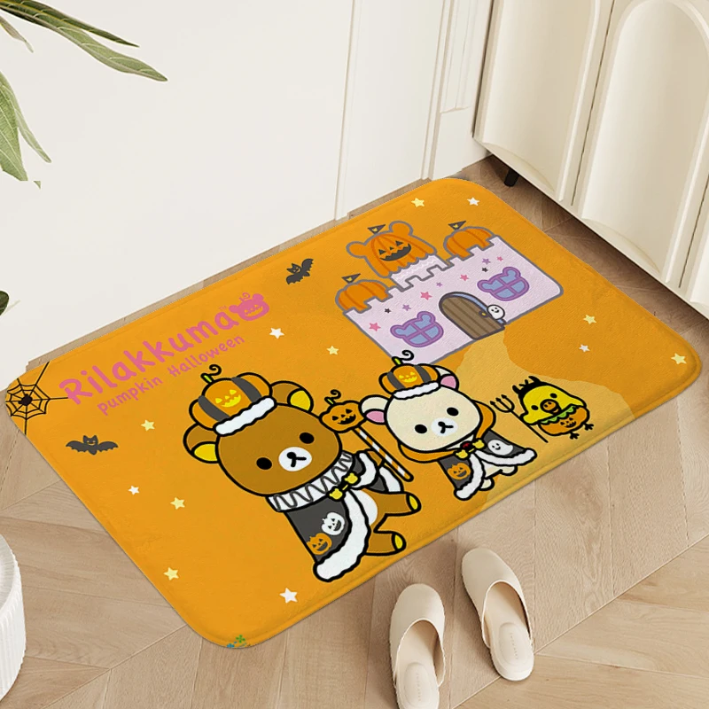 Children's Bedroom Carpet R-Rilakkumas Kids Room Cute Foot Mat Doormat Entrance Door Washable Non-slip Living Room Bathroom Rug