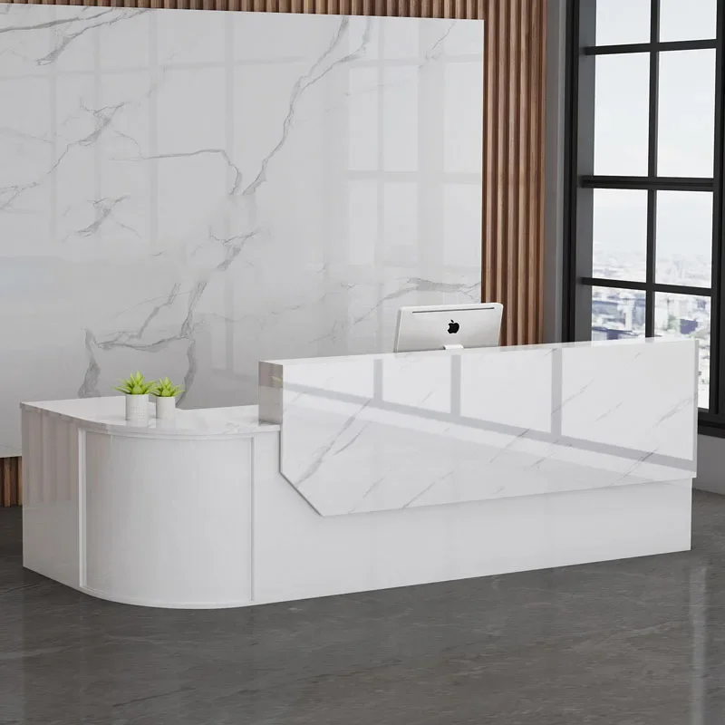 

Reception Small Receptionist Office Desk White Bar Wooden Podium Mobile Checkout Counter Retail Laudry Cabinet Bureau Furniture