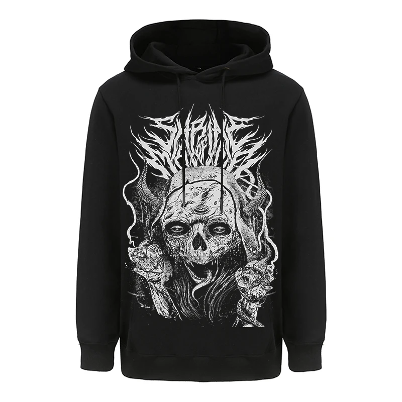 Heavy Metal masculino Santuário da Malícia Hoodies, capuz vintage, streetwear de hip hop, moletom extragrande, moda Harajuku