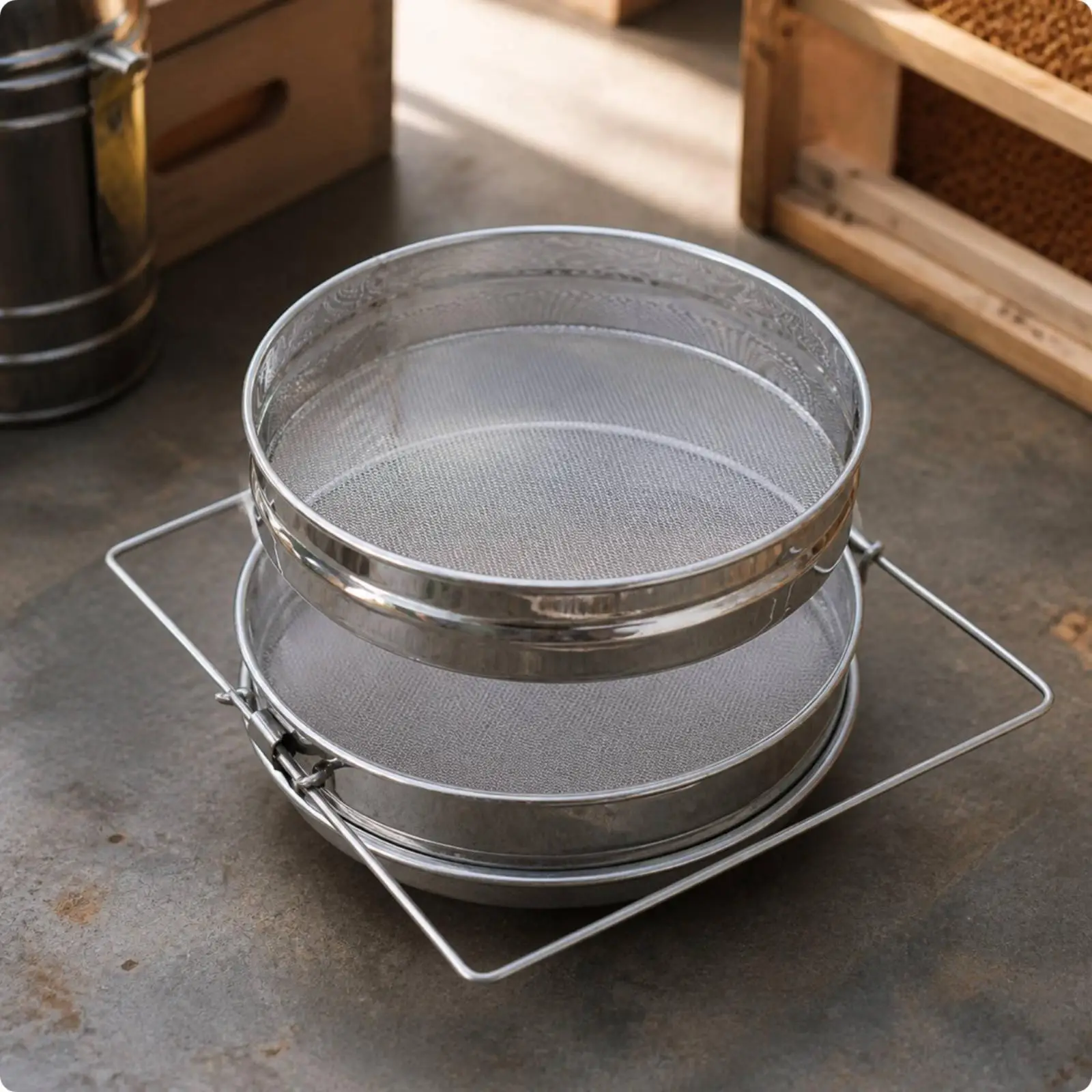 Fine Mesh Honey Strainer Sieve Funnel Stainless Steel Double Layer Filter for Beekeeping Kitchen Use