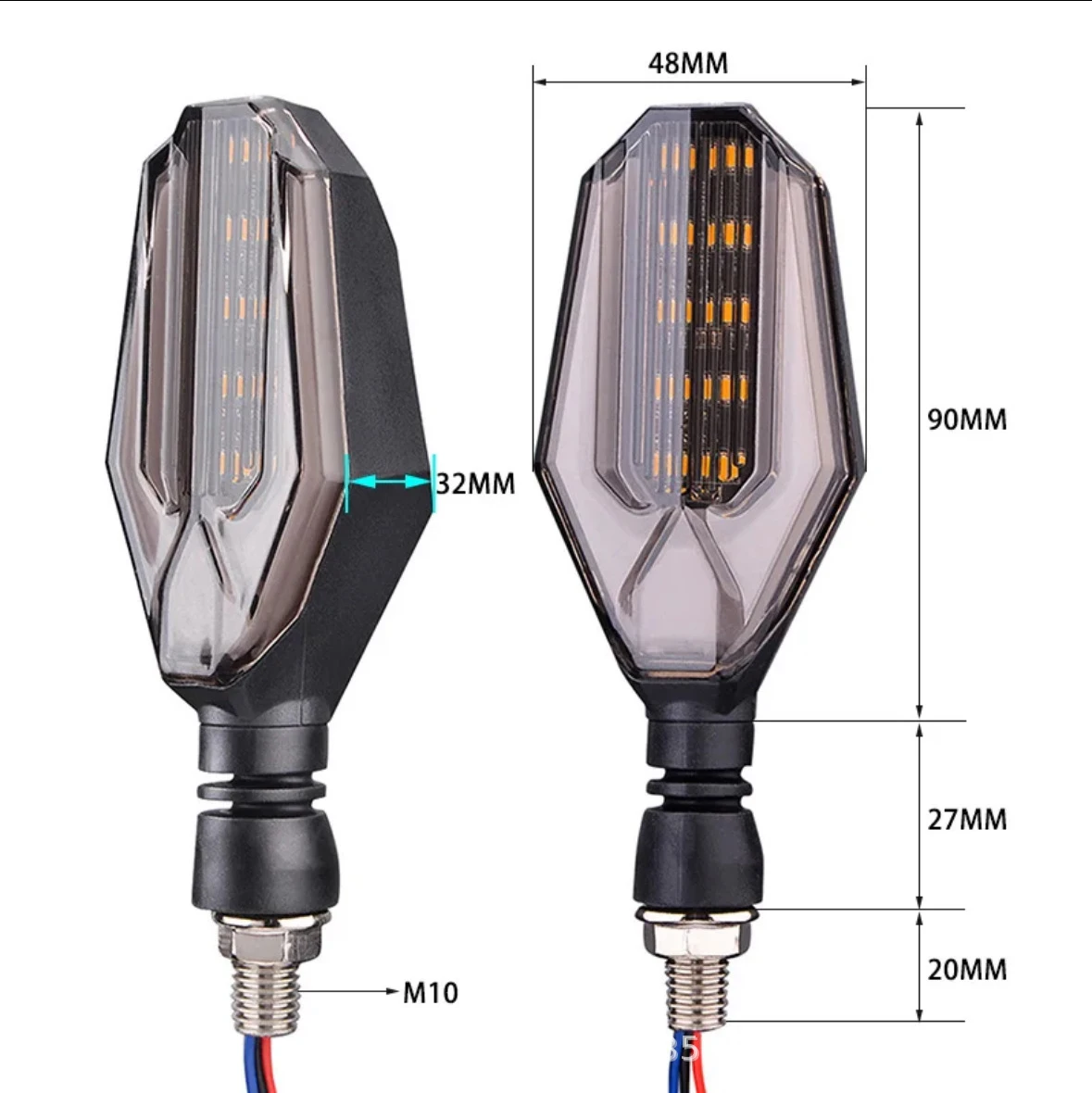 Universal Motorcycle LED Turn Signal Bi-Colour Daytime Running Water Warning Light Turn Signal Corner Light, DC12V