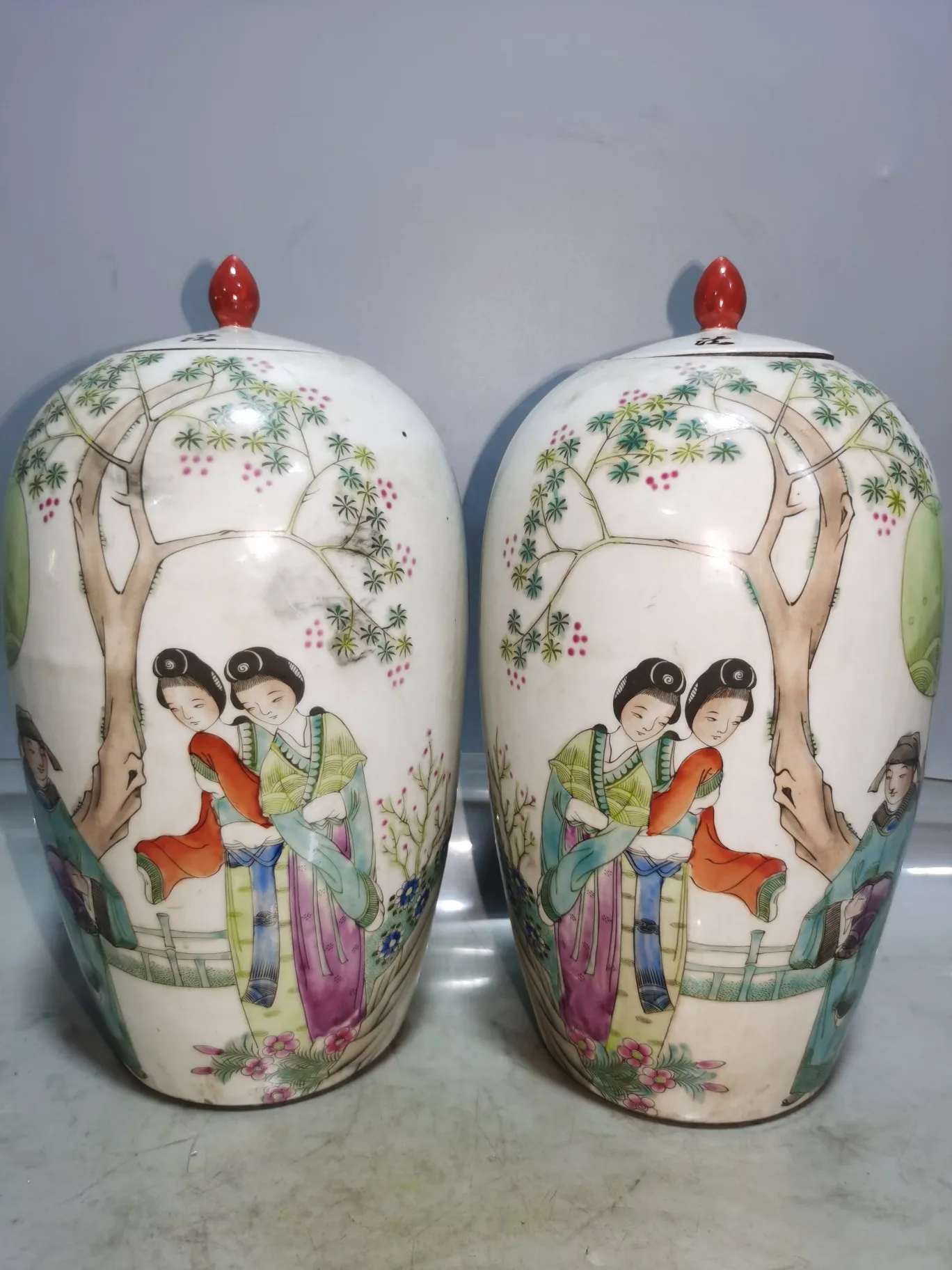 Rare Old China porcelain vase,#03,Pastels glaze,A Pair,Hand Painted Decoration /Collection/ craft