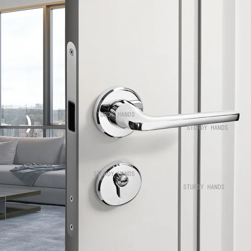 1 Set of Space Aluminum Door Lock Set Indoor Silent Split Lock Only Applicable for New Door Installation Hardware Accessories
