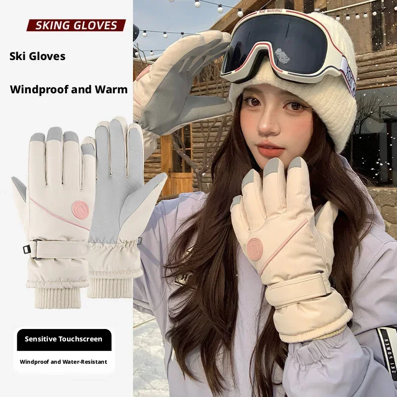 Thermal Winter Gloves for Cycling, Non-Slip and Touch Screen Compatible, Outdoors Waterproof and Warm Ski Gloves for Women