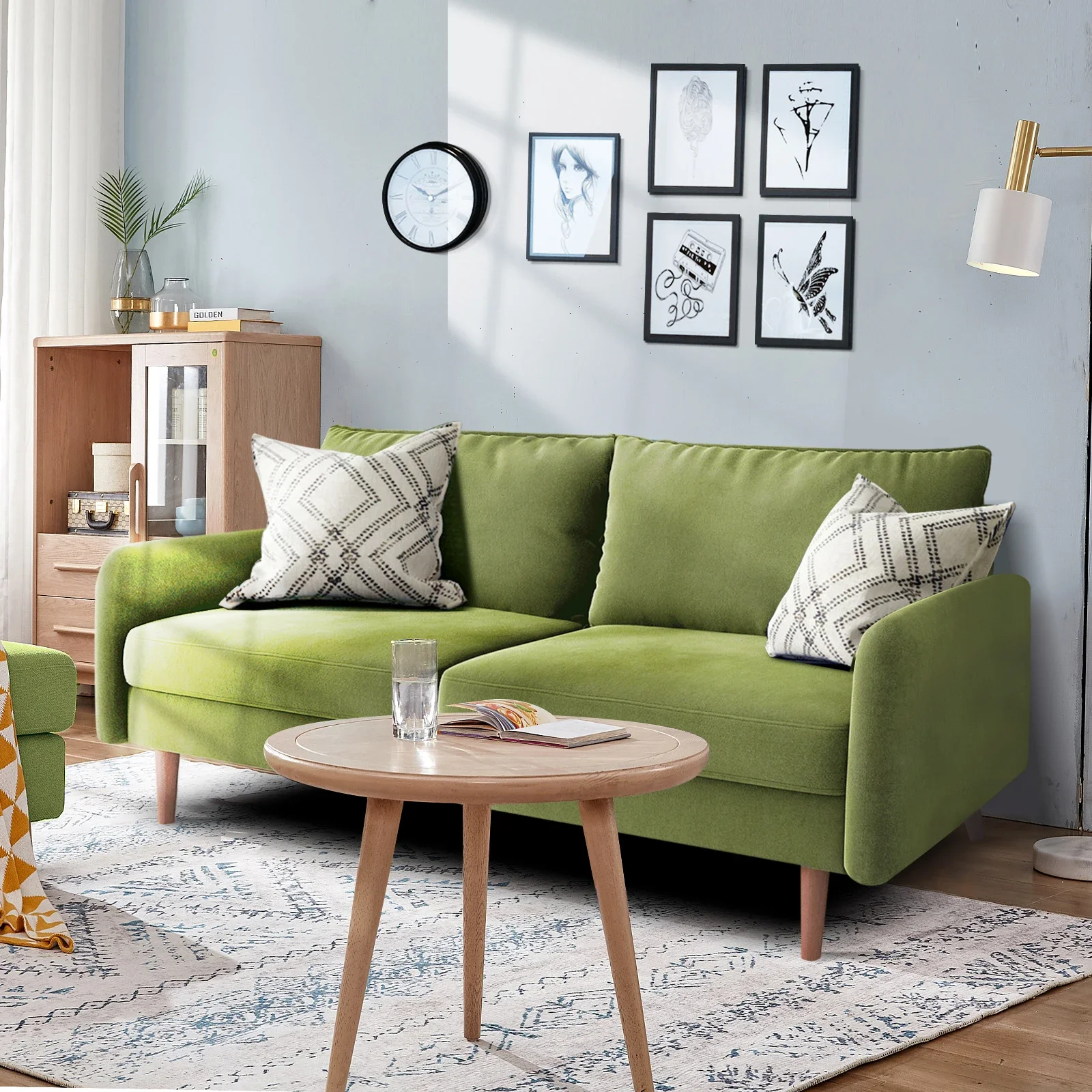 

72" Velvet Round Arm Apartment Loveseat, skin-friendly Love seat ,for living room, bedroom, office, apartment, studio, playroom