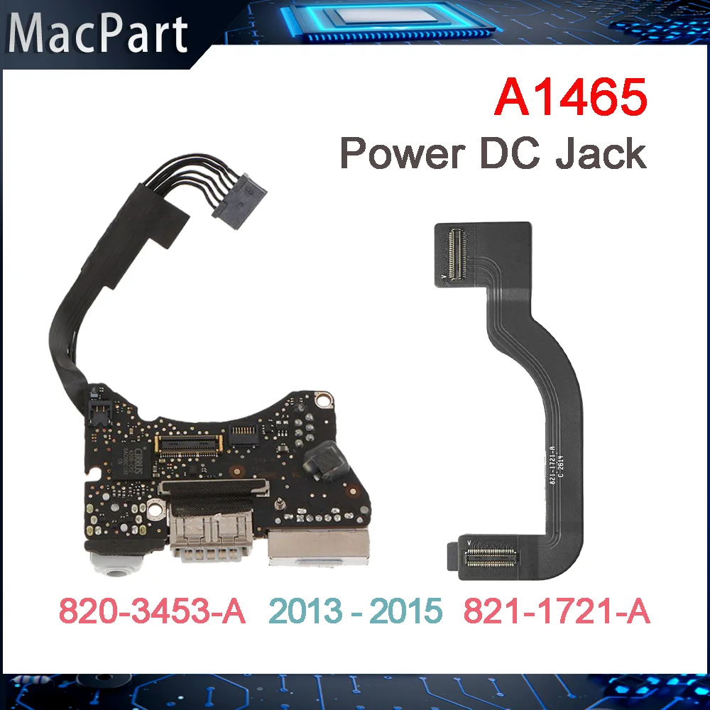 

Original I/O USB Audio Board Power DC-IN Jack 820-3453-A Cable 821-1721-A For Macbook Air 11" A1465 2013 2014 2015 Year