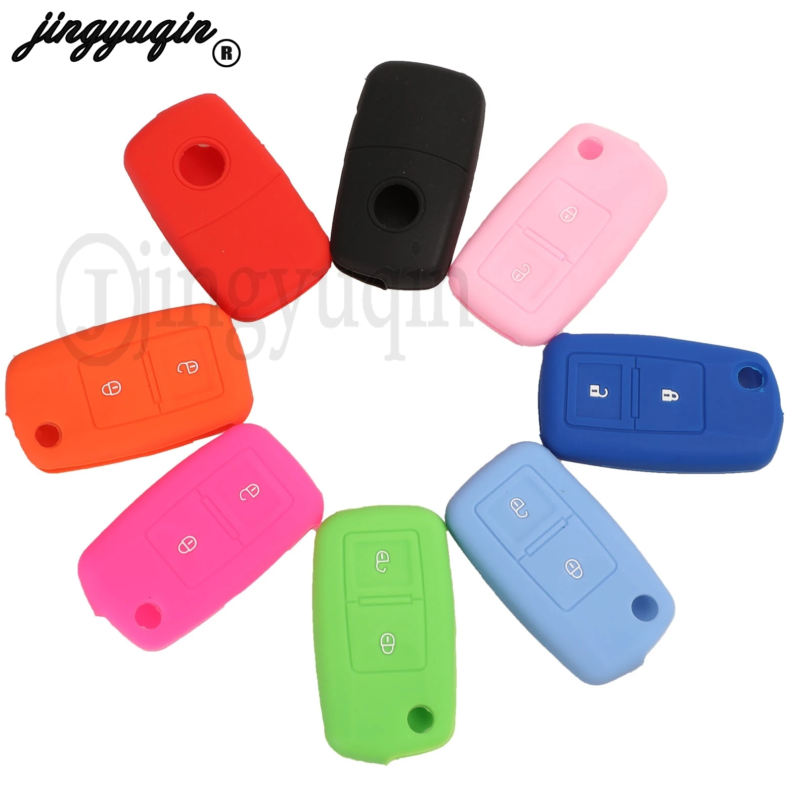 jingyuqin 2 Buttons Car Key Case Key Cover FOB For Volkswagen VW Amarok Polo Golf MK4 Bora Jetta Altea Alhambra Car-styling