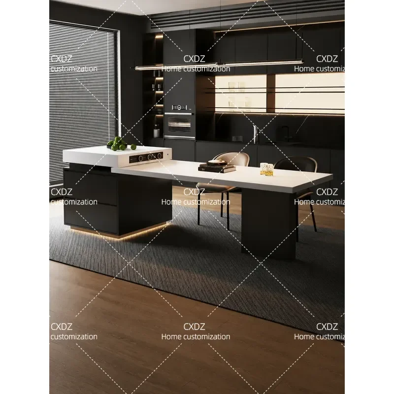 Italian Style Island Dining Table Retractable Kitchen Guide Table Foldable Dining Table for Small Apartment Household