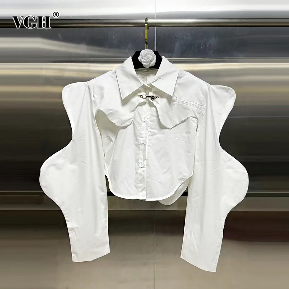 VGH Solid Two Piece Set For Women Lapel Sleeveless Spliced Button Vest Round Neck Long Sleeve Coat Minimalist Sets Female New