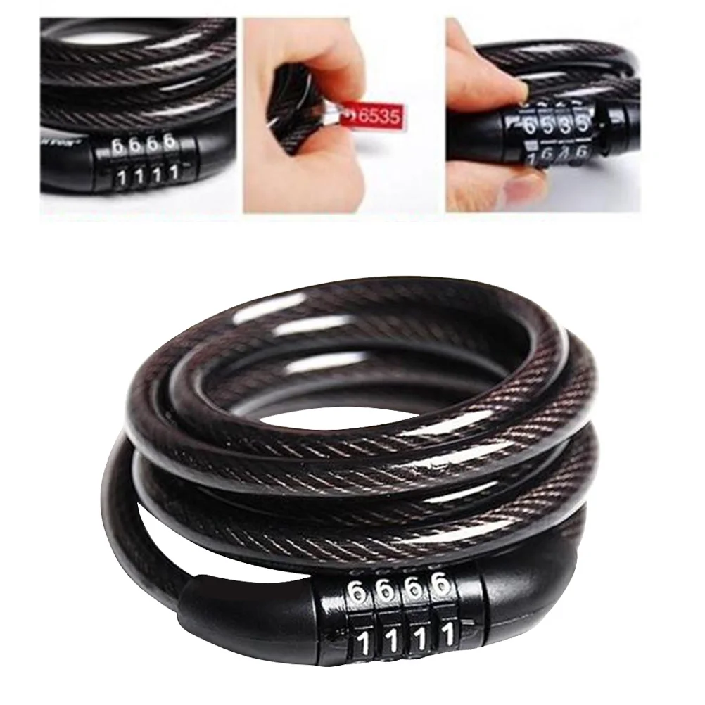 

Bicycle Lock Security Coded Padlock Password Manganese Steel ABS 4 Numbers Combo High Security Plastic Covered Dust