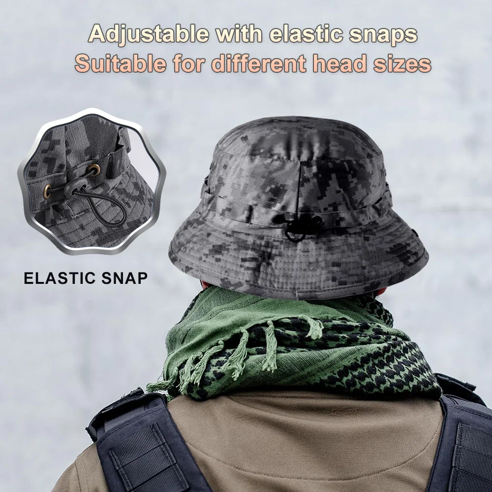 Tactical Caps Airsoft Boonie Bucket Hat Fishing Hiking Hunting Outdoor Sports Camo Sun-proof Panama Foldable Hats Summer Men