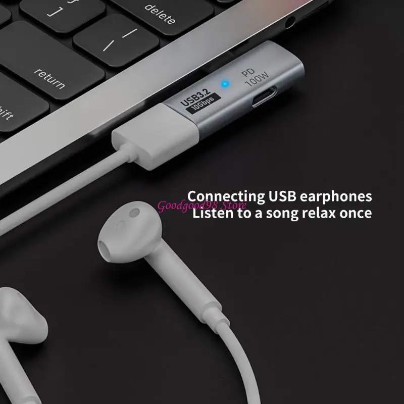 10Gbps TypeC to USB3.0 Adapter Connector PD 100W High Speed Charging Aluminum W8EC