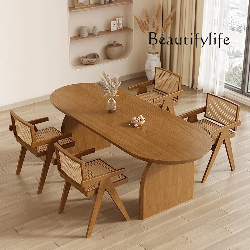 Xiaoxiangfeng Dining Tables and Chairs Set Household Small Apartment Solid Wood Table