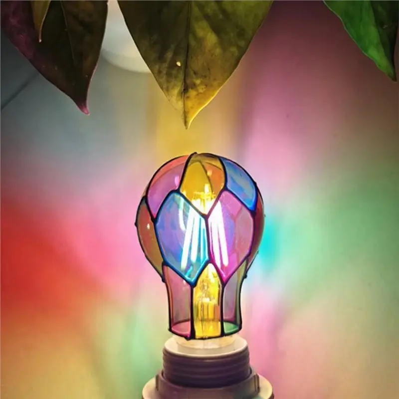 

AB46-LED Painted Glass Light Bulb Stained Glass E26 Base 4W 120V Night Lamp Home Decor Atmosphere Lighting For Home& Garden