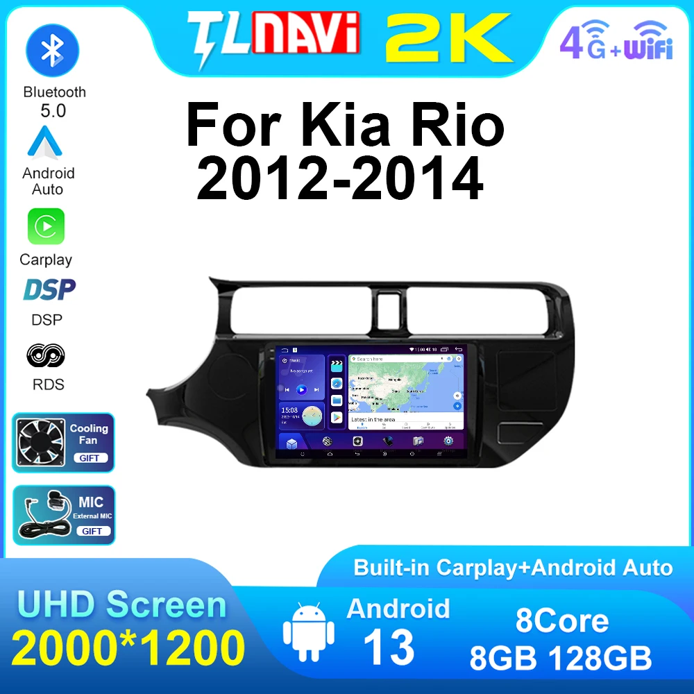 

9 Inch 2K Screen Android 13 Auto For Kia K3 Rio 2012 2013 2014 Car Multimedia DVD Player Radio Navigation Carplay Head Unit