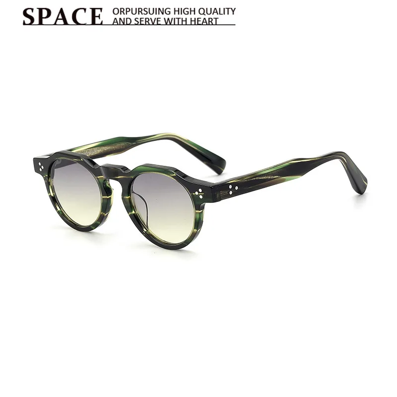 High Quality Vintage Round Acetate Sunglasses Minimalist Unisex Influencer Street Style Trendy Sun Glasses for Men  Women