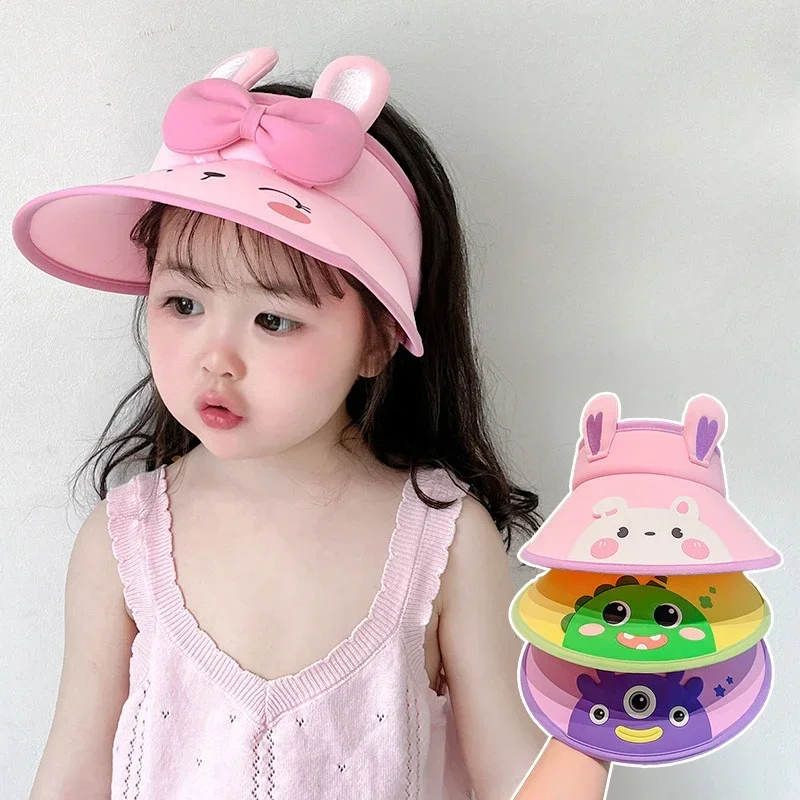 Summer Children's Beach Trip Cartoon Fresh and Cute Fashion Baby Sunshade UV Protection Empty Top Large Eaves Sunscreen Hat