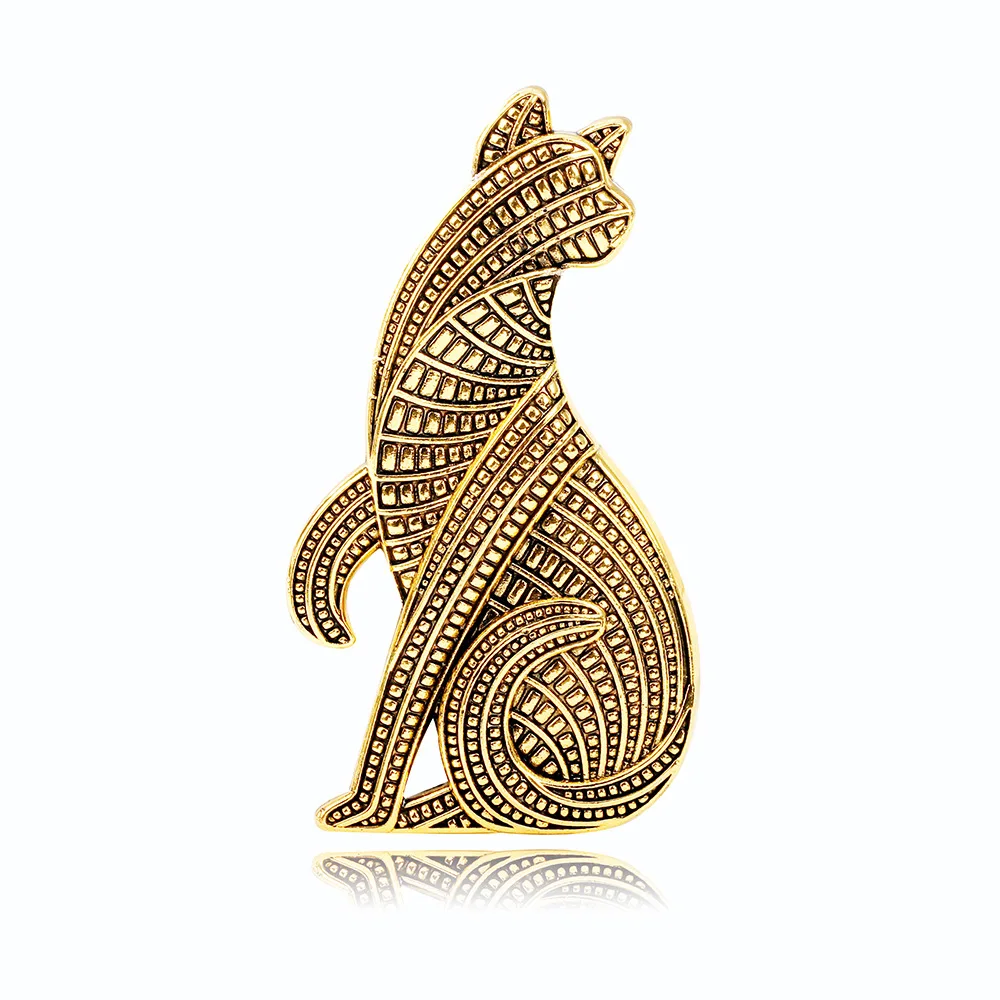 Vintage broszki z kotem dla kobiet unisex 2-kolorowy metalowy styl narodowy tygrys kot zwierzęta domowe impreza na co dzień broszka przypinka biżuteria prezent