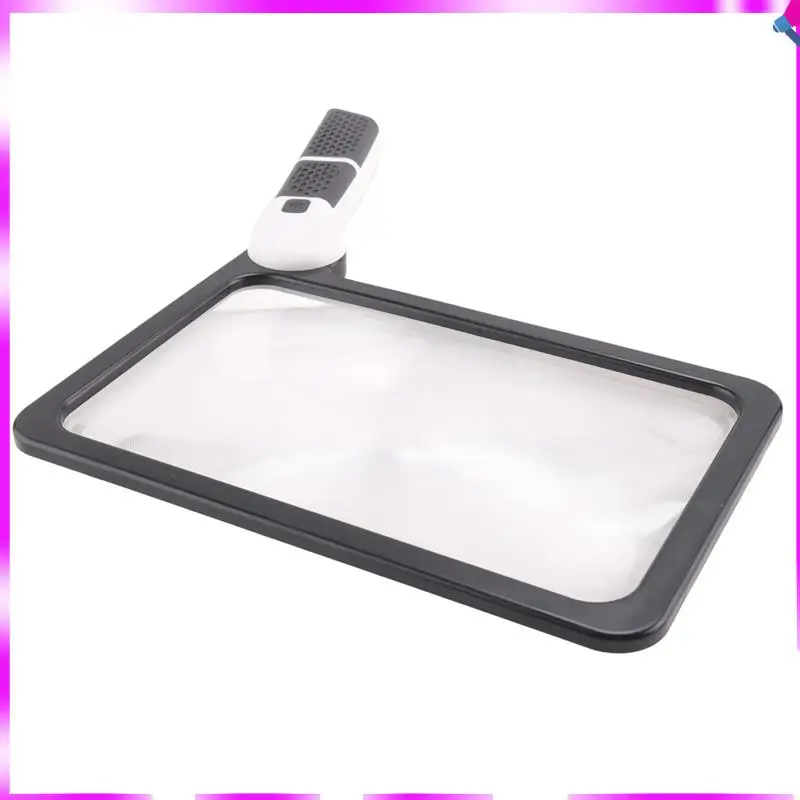 N96R Full-Page 5X Magnifying Glass Rectangular Handhold Magnifier For Reading, With 48 LED Lights