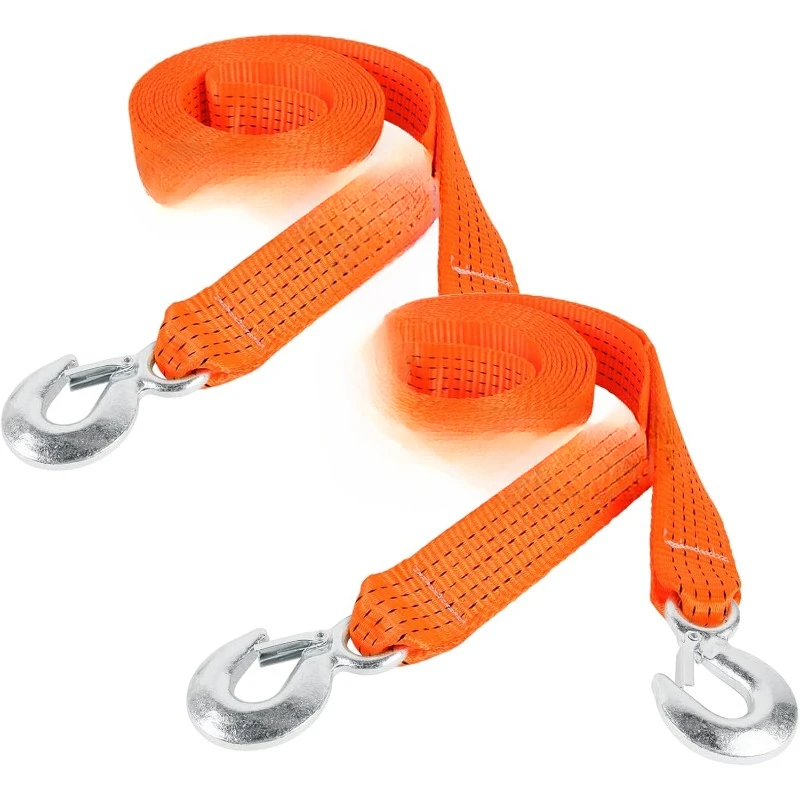 Heavy Duty Tow Straps with Hooks 2 x 20 ft,20000 lbs Nylon Kinetic Recovery Rope Kit for Vehicles Trip Acessories