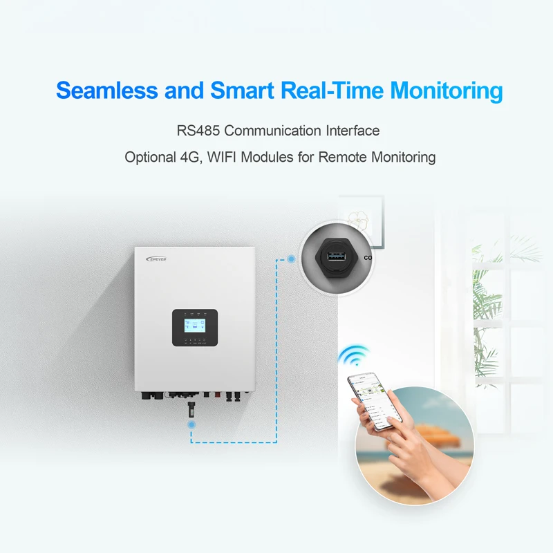 Epever 3.5KW 5.5KW عاكس للطاقة الشمسية 24 فولت 48 فولت عاكس هجين للطاقة الشمسية موجة جيبية نقية خارج الشبكة العاكس للنظام الشمسي مع MPPT