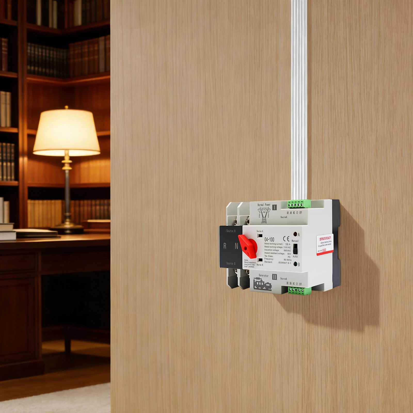 

2P 100A Automatic Transfer Switch, Dual Power Switch 110V, Manual Transfer Switch for Generator Backup Power, PC Level