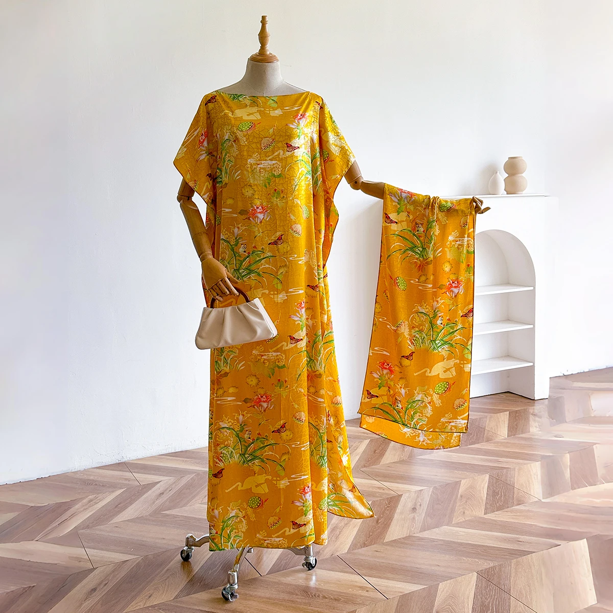 2025 موضة جديدة عباية كبيرة الحجم المرأة الأفريقية الأوشحة دبي Dashiki شال عادية الأزهار نمط فضفاض فستان طويل وشاح خمر #4