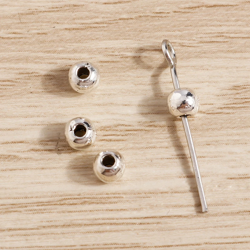 Tusember 100 Stück 4mm CCB Silberfarbene lose Spacer-Charms-Perlen für Schmuckherstellung, DIY-Armbänder, Halsketten, Bastelbedarf – Detail 3