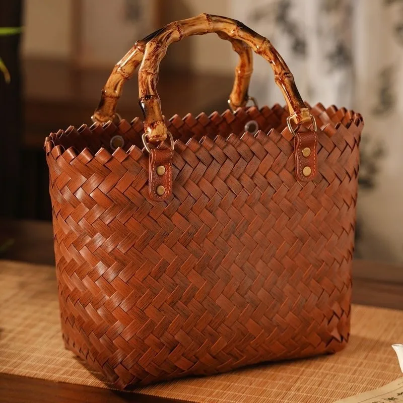 Pure Handmade Handbag Commuter Cosmetic Bag Vegetable Basket Beach Bag