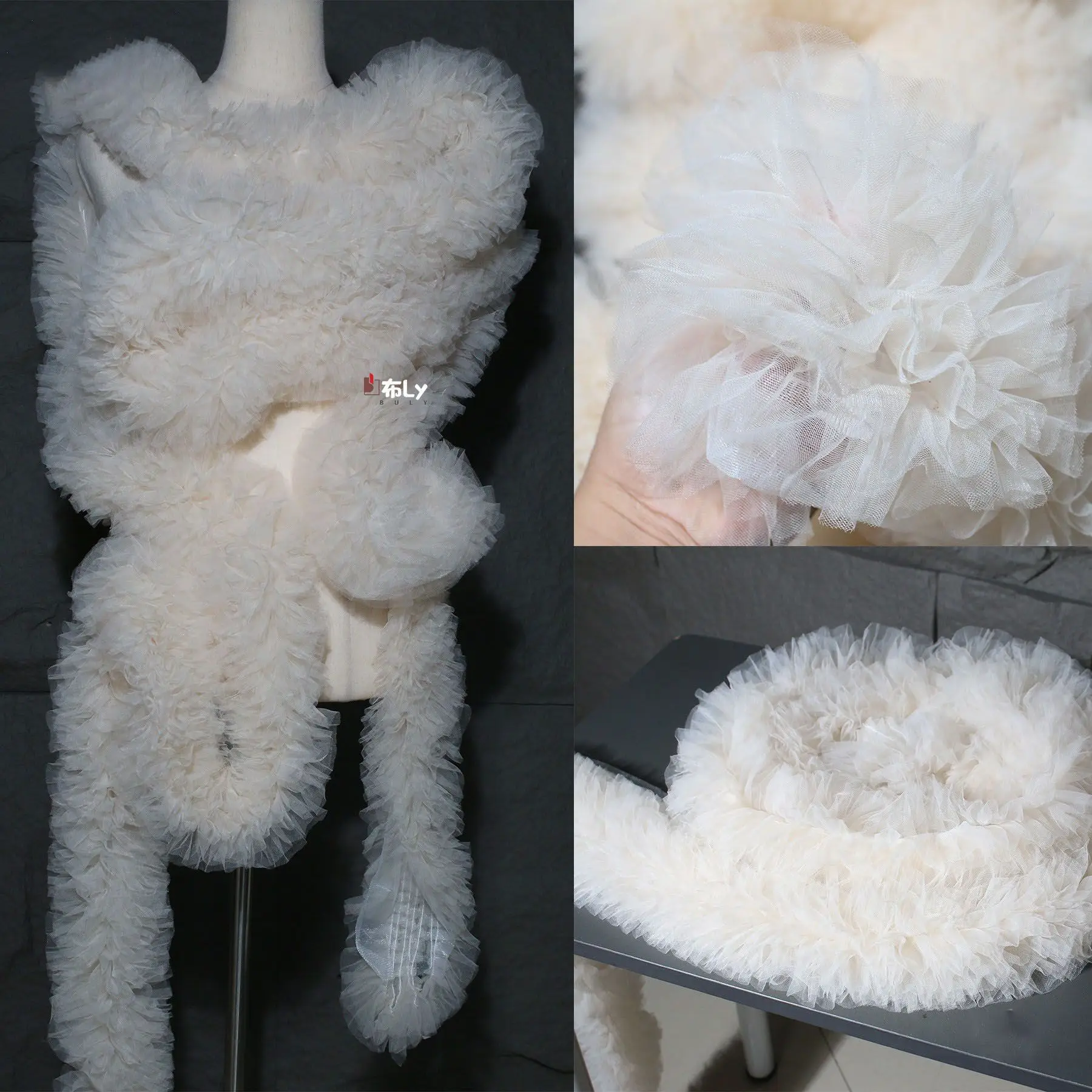 

Абрикосовая пышная юбка из кружевной ткани для оформления цветочных букетов, свадебного декора, DIY, дизайнерские изделия