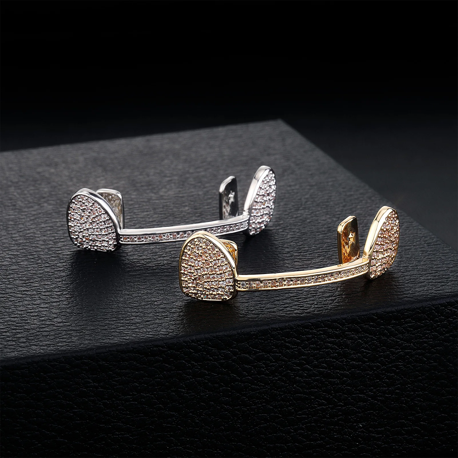 TOPGRILLZ Removable Hip hop Teeth Grillz Punk Bling Full CZ Stones Dental Grills Unisex Charm Tooth Caps For Women Men Gift