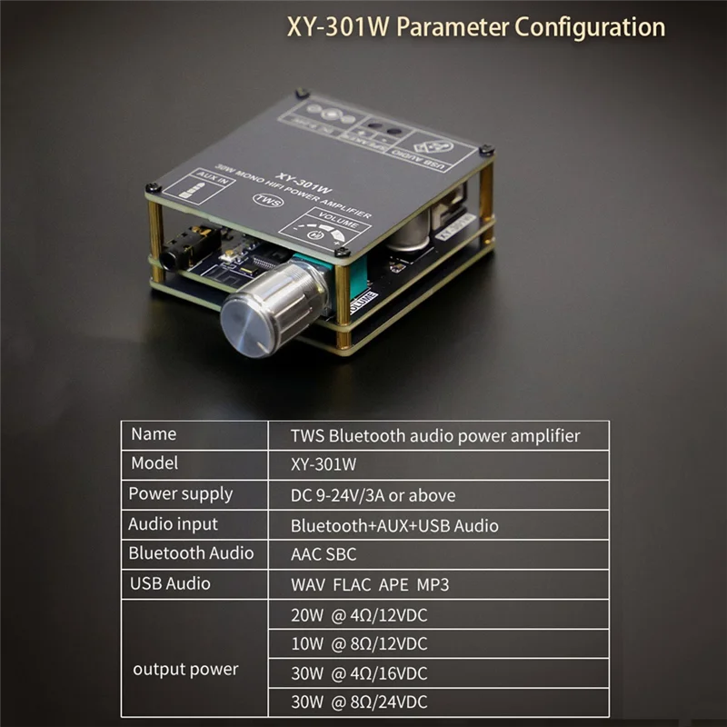 【A10R】Bluetooth Digital Audio Amplifier Board XY-301W Mono 30W TWS True Wireless Speakers Stereo Connection