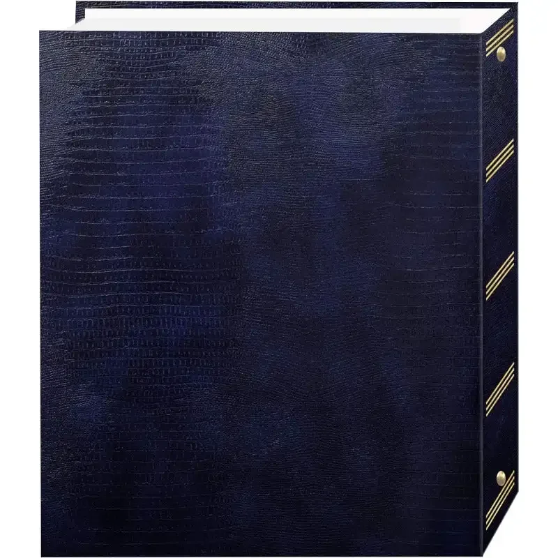 Magnetic Self-Stick 3-Ring Photo Album 100 Pages (50 Sheets), Navy Blue