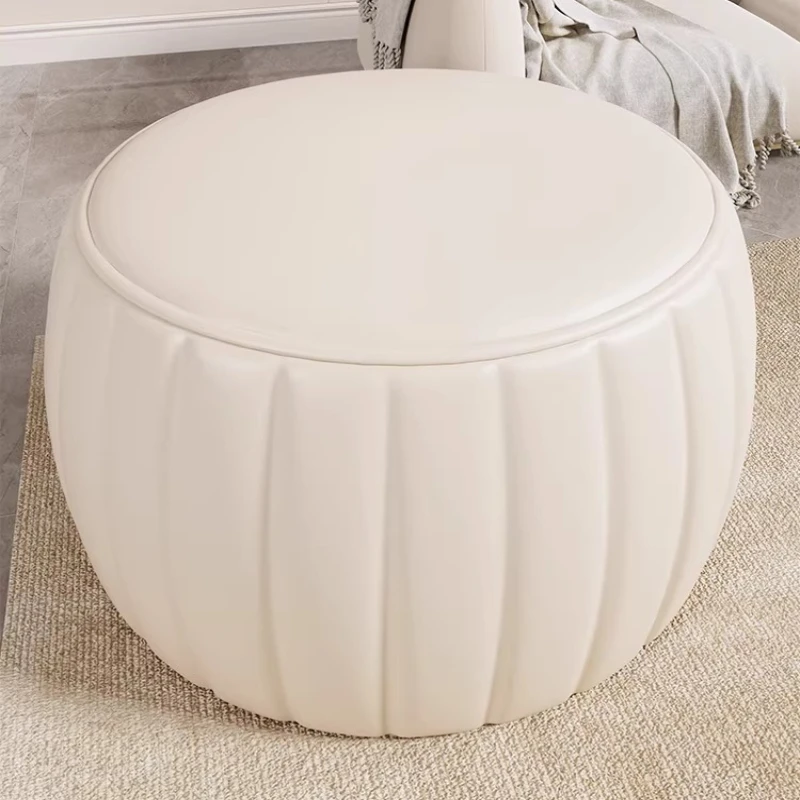 Tabouret en bois rembourré en forme de citrouille, pouf de salon pour entrée, siège pour changer de chaussures avec coussin moelleux, repose-pieds pouf