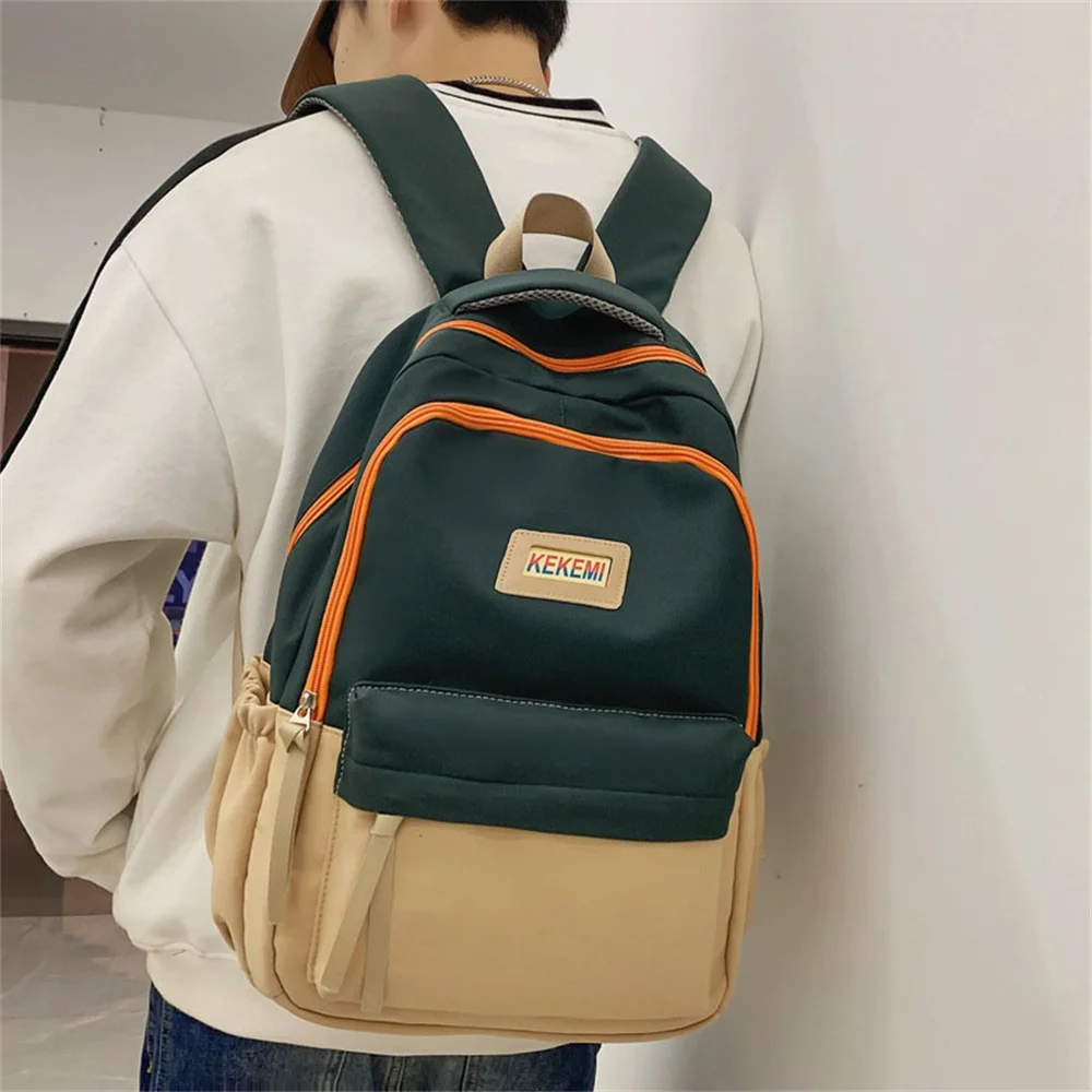 Nieuwe Nylon Eenvoud Grote Capaciteit Unisex Rugzak Junior Middelbare School Student Mode Paar Schooltas Voor Mannen Vrouwen