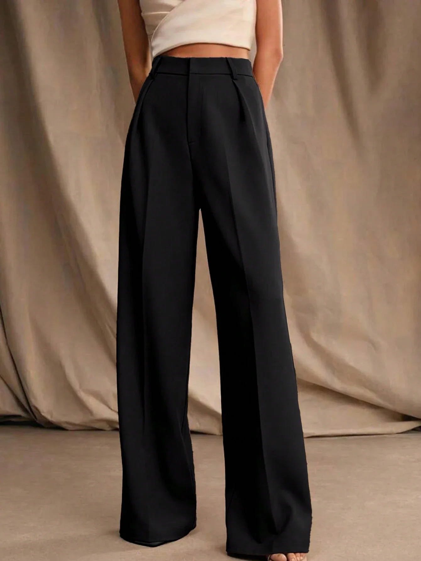 

Женские однотонные повседневные элегантные брюки прямого кроя для офиса, поездок на работу и повседневной носки