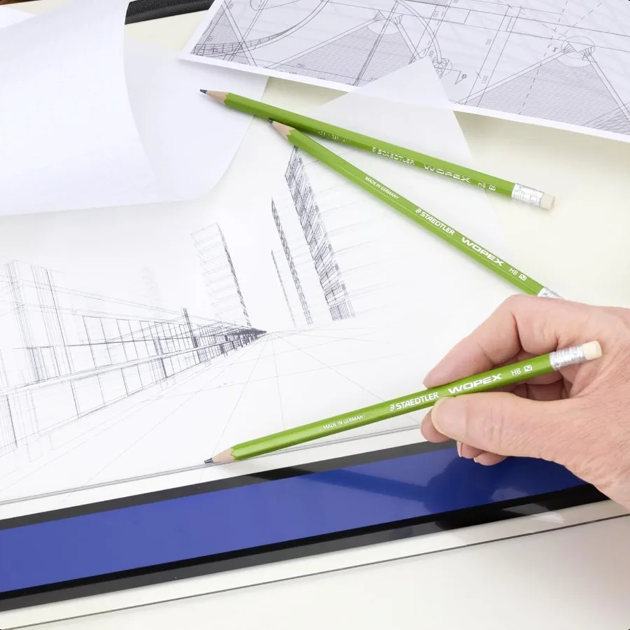 WOPEX 2 قلم رصاص مشحذ مسبقًا، عبوة من 20 ممحاة مريحة على شكل مثلث مقاومة للكسر وسطح غير قابل للانزلاق من مادة الخشب البلاستيكية مجانًا Ti