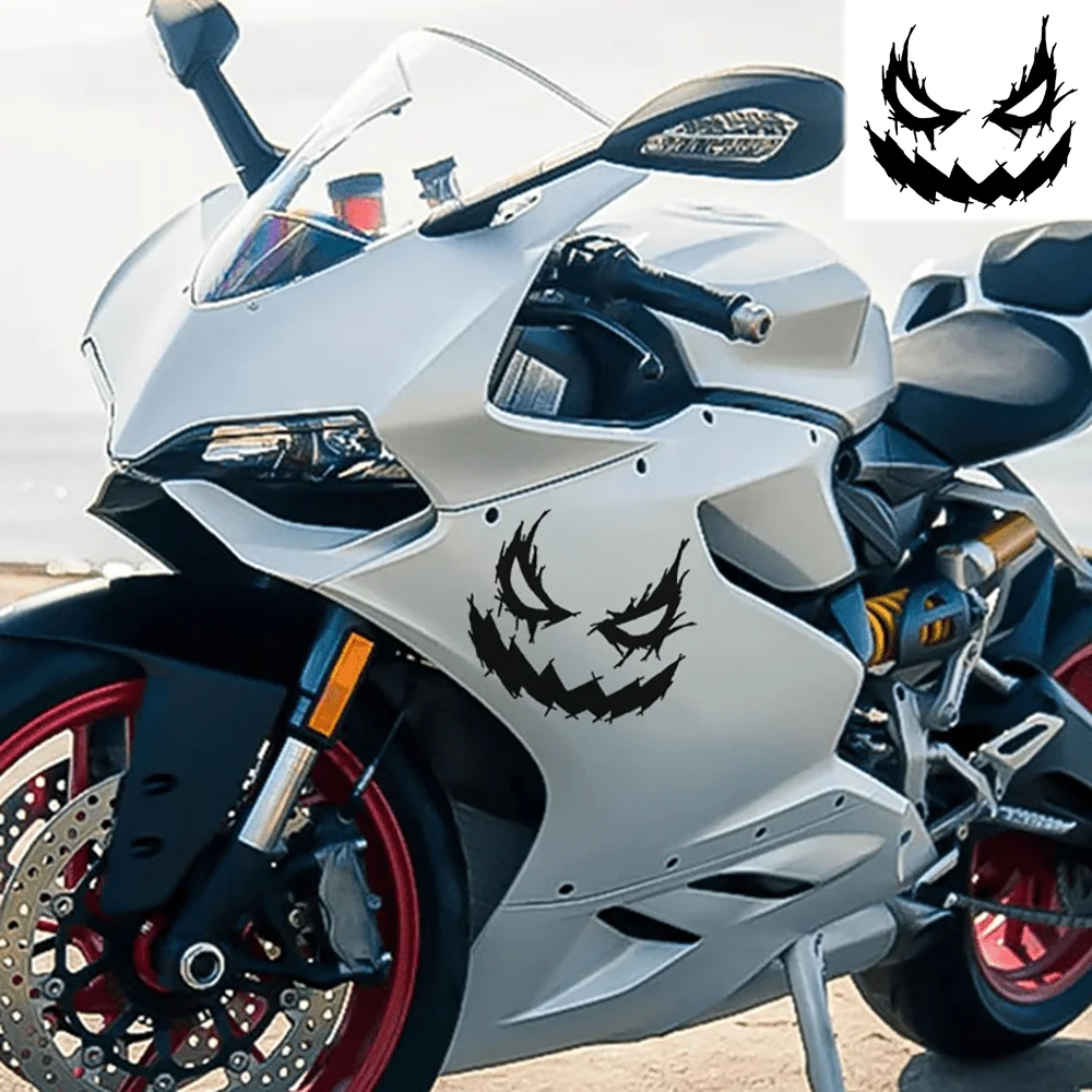 1Pc Demon Smile Waterproof Vinyl Sticker for Motorcycle Fuel Tank Front Fairing Electric Scooter