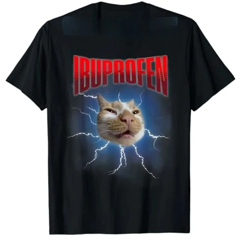 Funny Ibuprofen Cat Hilarious Cat Meme Women T-Shirt Humor Inappropriate Tee That Delivers Big Laughs Sarcastic Y2k Outfit  Top