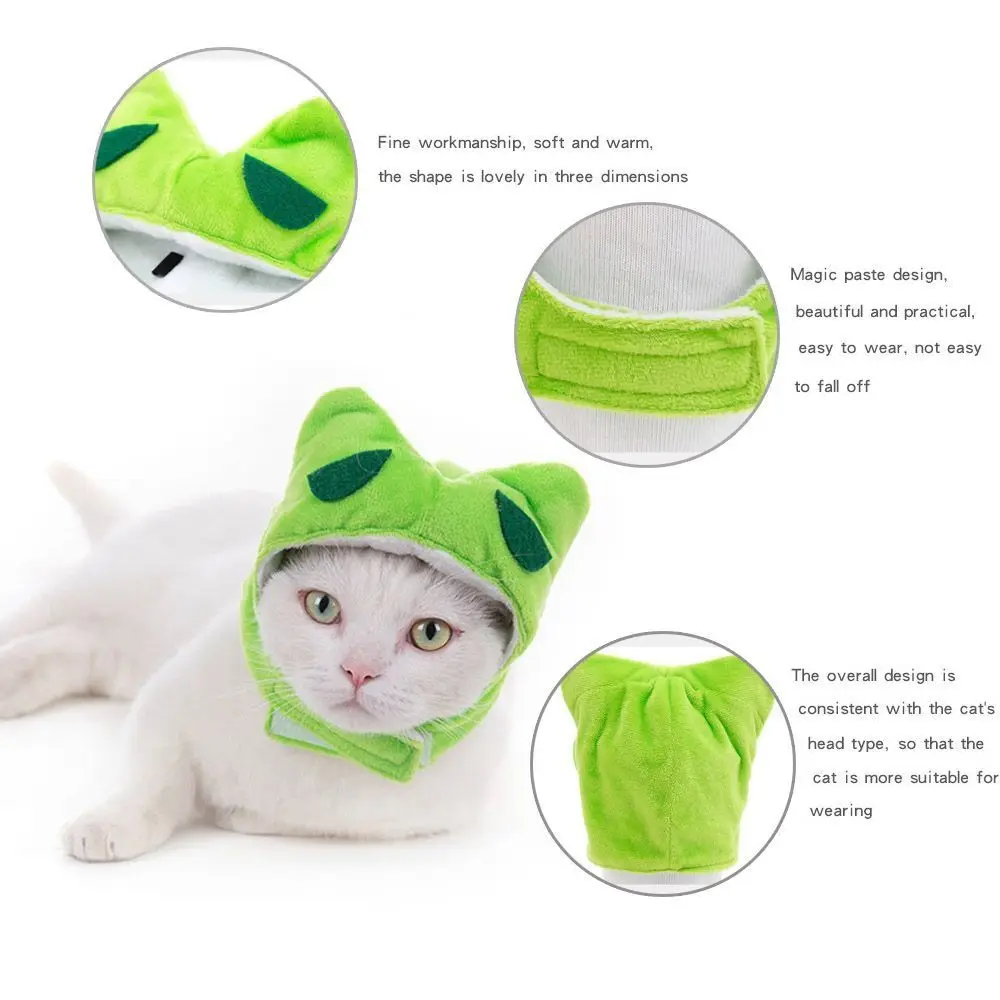 Cute Pet Headgear Cartoon Cat Dog Hat Headwear Cross-Dressing Party Costume Cosplay Warm Headdress Pet Supplies