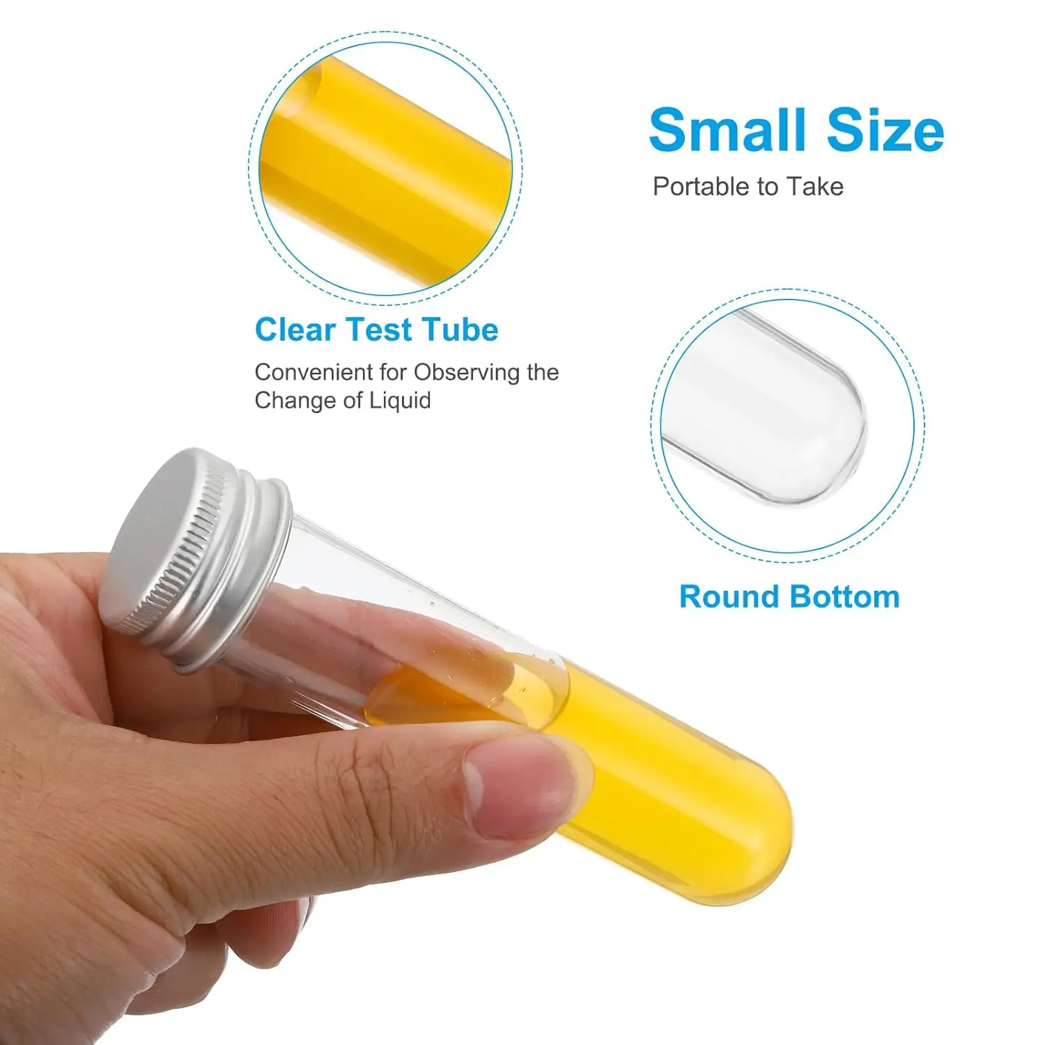 20Pcs 30ml Plastic Test Tubes with Screw Caps Transparent Candy Storage Cases Data Cable Storage Tube