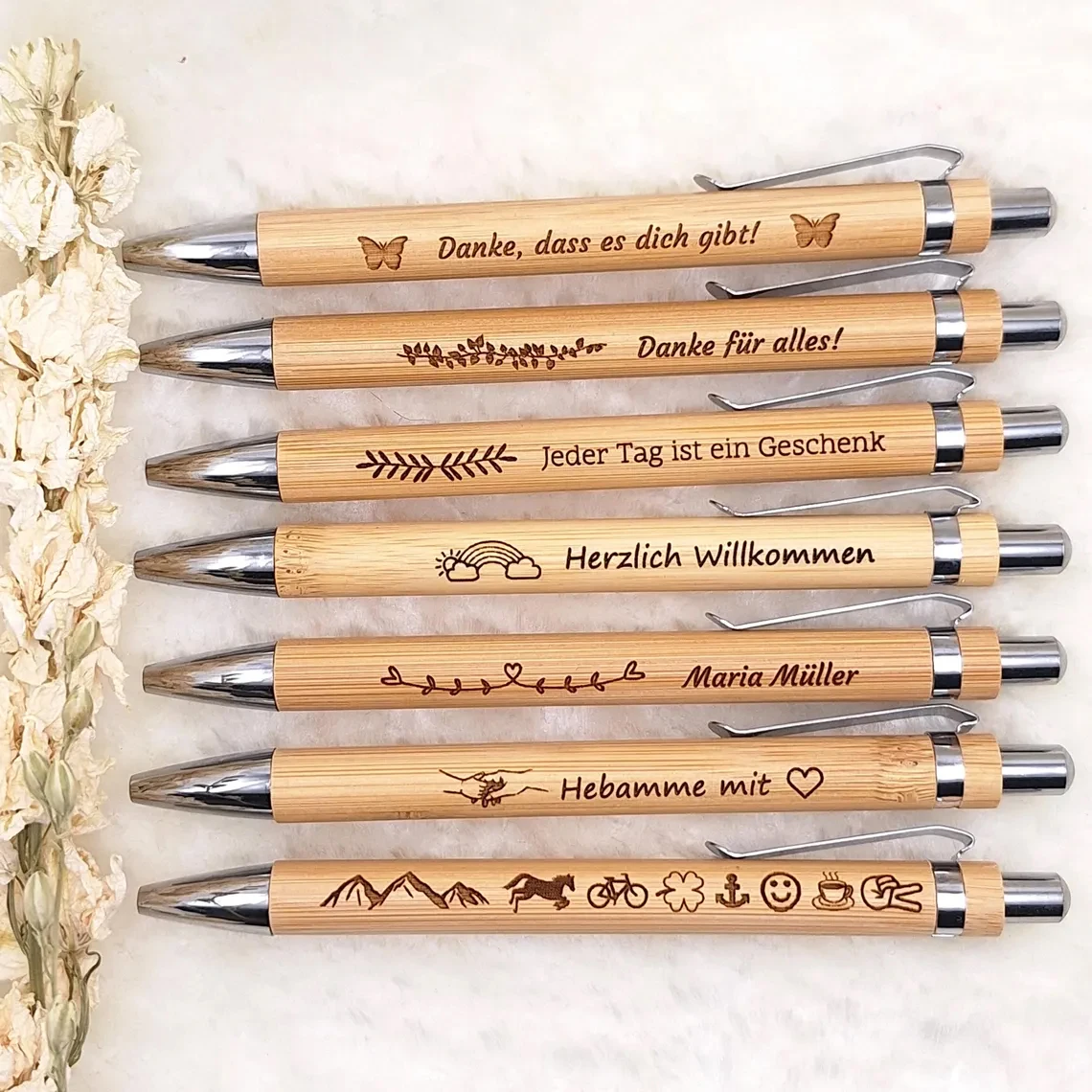 30/50/100 Stück personalisierte Bambus-Stift, Kugelschreiber, Hochzeitsgeschenke, Party-Stifte, Büro, Schulbedarf, individuelles Logo, Werbegeschenke