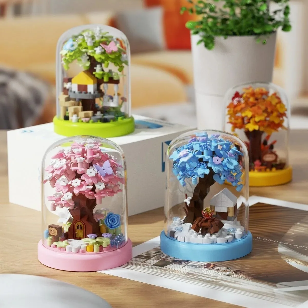 Mini Cherry Blossom Tree House Building Block Toys Educational Kids Toys Sakura Bonsai Decorations Mother's Day Gift