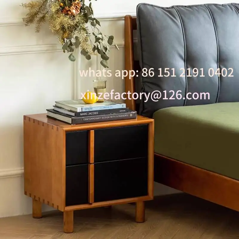 

Customizable Stylu Vintage, Dąb, Czarny, Nordycki Minimalistyczny Nowoczesny Stolik Nocny z Szafką i Przechowywan