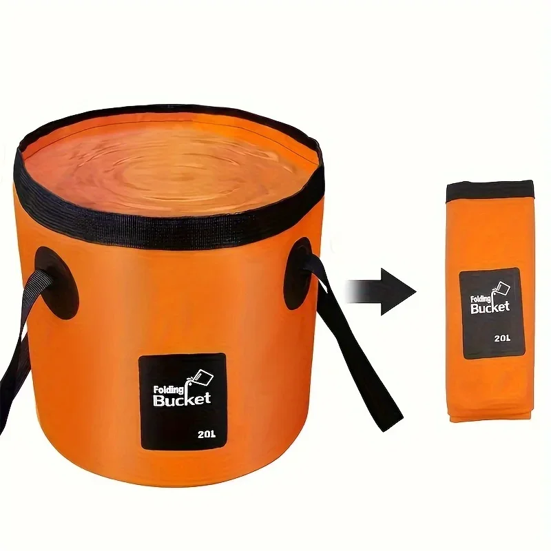 1pc PVC portable folding bucket, water storage container for outdoor camping fishing lightweight car washing bucket