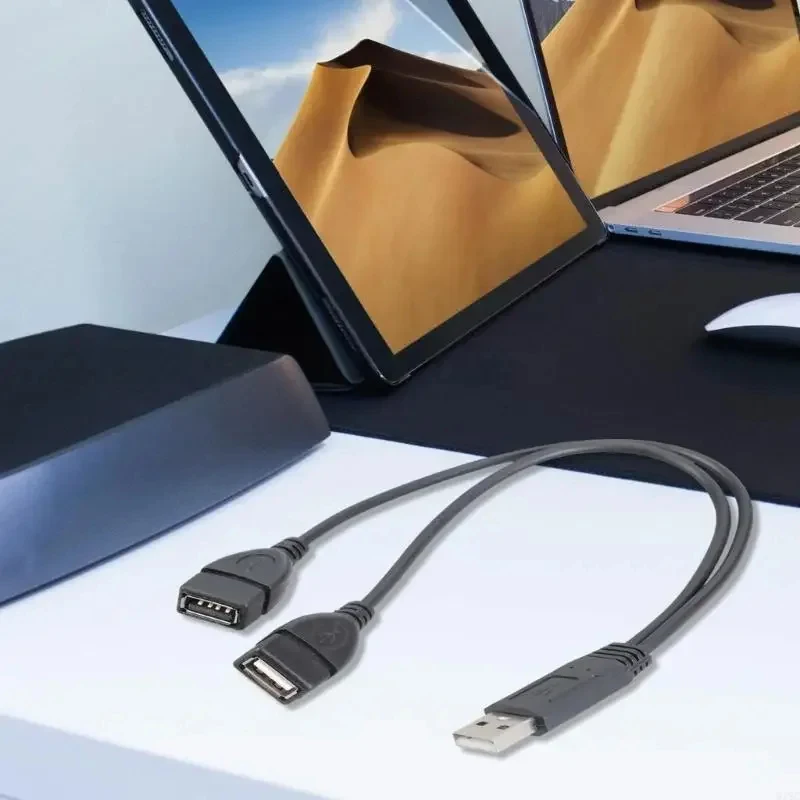 USB 2.0 Cable USB Double Splitter Adapter Cable One to Two Female to USB 2 Male Power Extension Cable